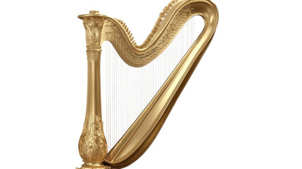 Golden Harp: A majestic golden harp, intricately carved and gleaming, stands poised, ready to fill the air with enchanting melodies. 