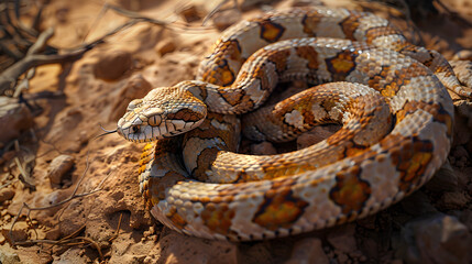 Non-Venomous Snake in Natural Habitat: A Display of Vibrant Patterns and Survival Adaptation