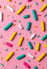 Colorful 3D Clay Designs on Pink Background for Creative Educational Projects