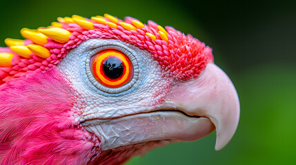 Fantasy Colorful bird head in the style of photorealistic fantasies isolated on background