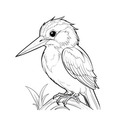 Obraz premium Cute Kingfisher in Easy and Bold Coloring Page