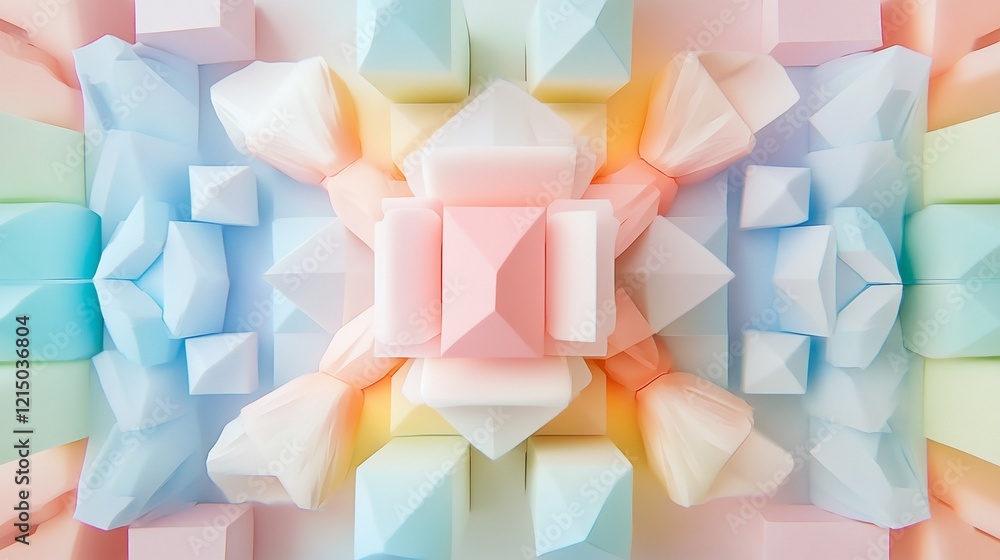 Poster abstract geometric shapes with pastel colors creating a harmonious composition