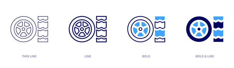 Tyre sidewall icon in 4 different styles. Thin Line, Line, Bold, and Bold Line. Duotone style. Editable stroke