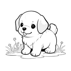 Very Cute Puppy in Easy and Bold Coloring Page
