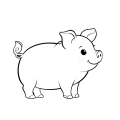 Cute Pig in Easy and Bold Coloring Page