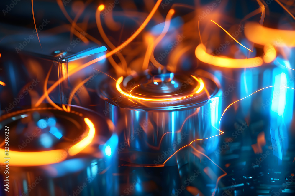 Poster Vibrant image depicting advanced tech with glowing elements and dynamic energy