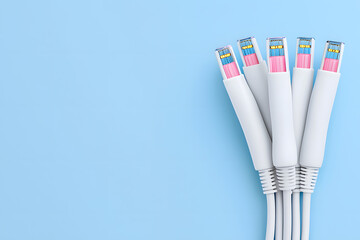 Fiber optic cables isolated on white background