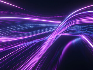 Neon purple and cyan glowing waves in futuristic art composition for innovative designs