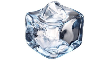 Crystal Clear Ice Cube: A pristine, translucent ice cube with a unique, slightly irregular shape, reflecting light beautifully. Perfect for adding a touch of coolness to your designs. 