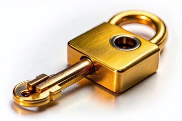 Long Exposure Photo of Gold Key in Keyhole - Three Keys, Dark Gold Keychain, White Background