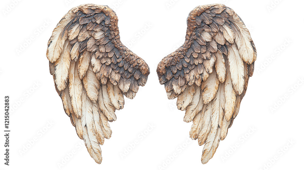 Aufkleber two bird wings spread open against a solid black background in a minimalist composition isolated on 
