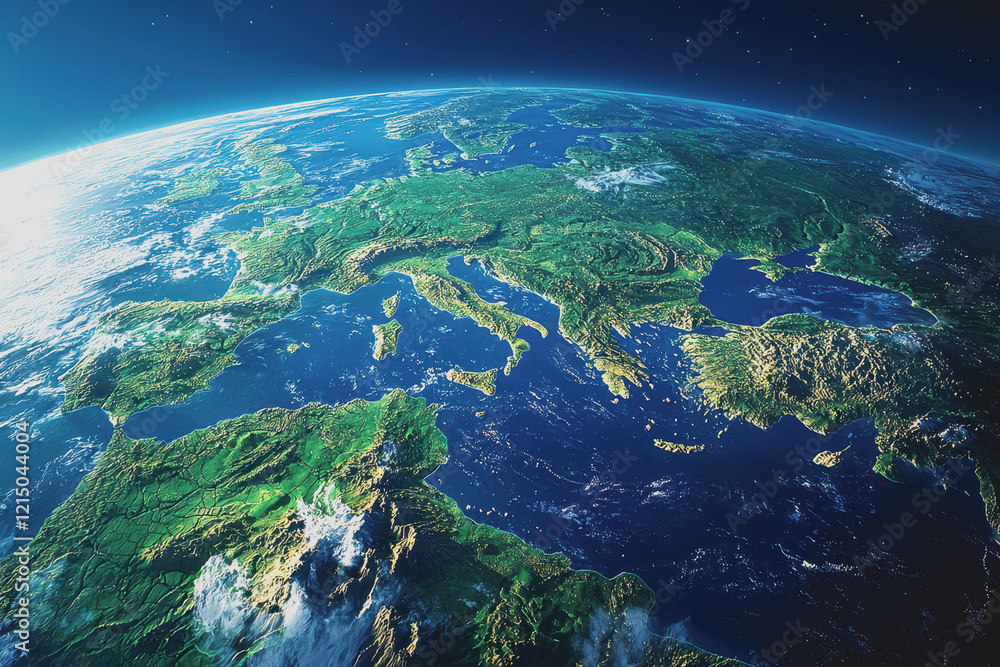 Aufkleber detailed view of the earth from space showcasing continents oceans and cloud patterns against a blac