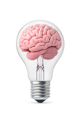 Human brain inside a light bulb representing the power of thinking