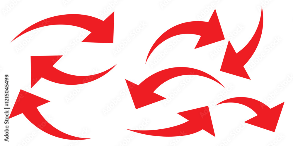 Poster red long arrow icon . vector of trendy long arrow left and right in curve style arrow or web design