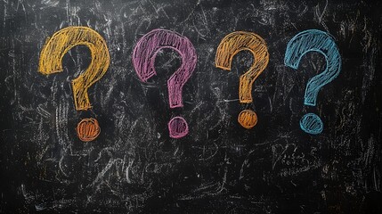 Colorful Chalkboard Doodles and Questions Symbolizing Curious Sparks of Education Concept