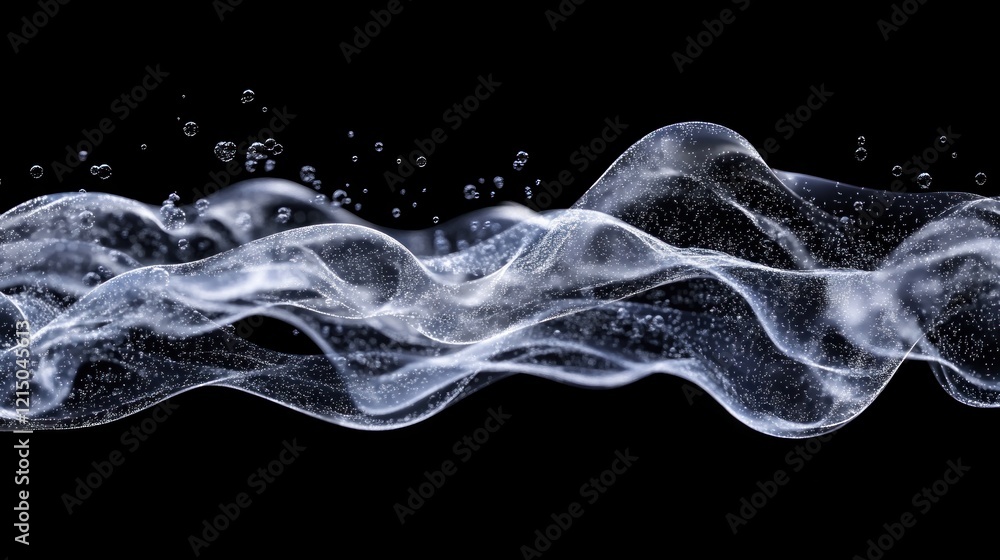 Poster abstract wave of bubbles floating on a black background pattern