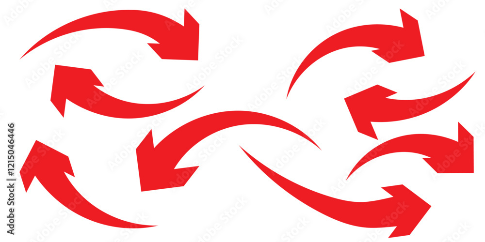 Poster red long arrow icon . vector of trendy long arrow left and right in curve style arrow or web design