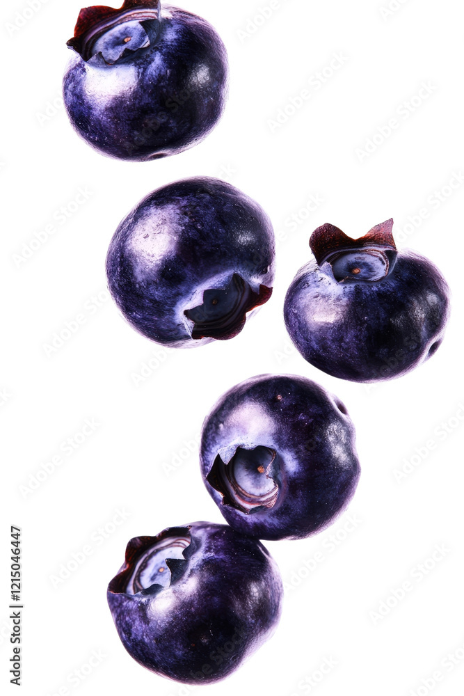 Poster fresh blueberries bunch on wooden table with natural lighting in a rustic setting isolated on transp