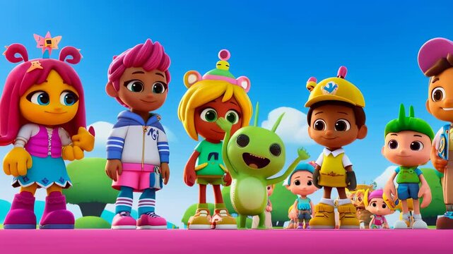 Cheerful Green Alien Buddies: A 3D Rendered Animation