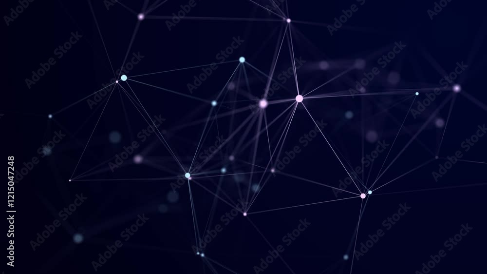 Fototapete Big data visualization. Network connection structure with chaotic distribution of points and lines. 3D rendering.