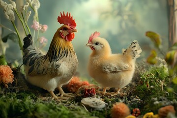 Fototapeta premium real photo little cute chickens