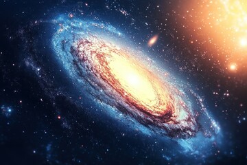 Fototapeta premium Stunning Spiral Galaxy Surrounded by Distant Stars