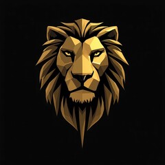 Obraz premium Geometric Gold Lion Logo