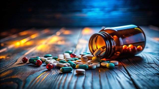 Low Light Spill: Medication Bottle in Darkness