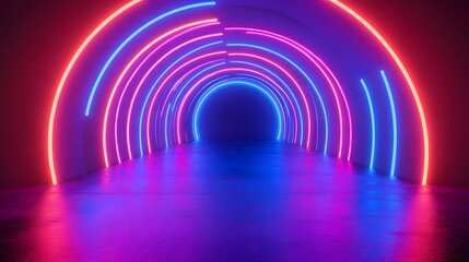 Obraz premium Neon Tunnel Abstract Pink Blue Light Art