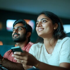 Interactive Sports Enthusiasm Energetic Young Adults Capturing Cricket Fandom on Smartphones in a Contemporary Multimedia Living Room - Dynamic Social Media Engagement and Sports Promotion