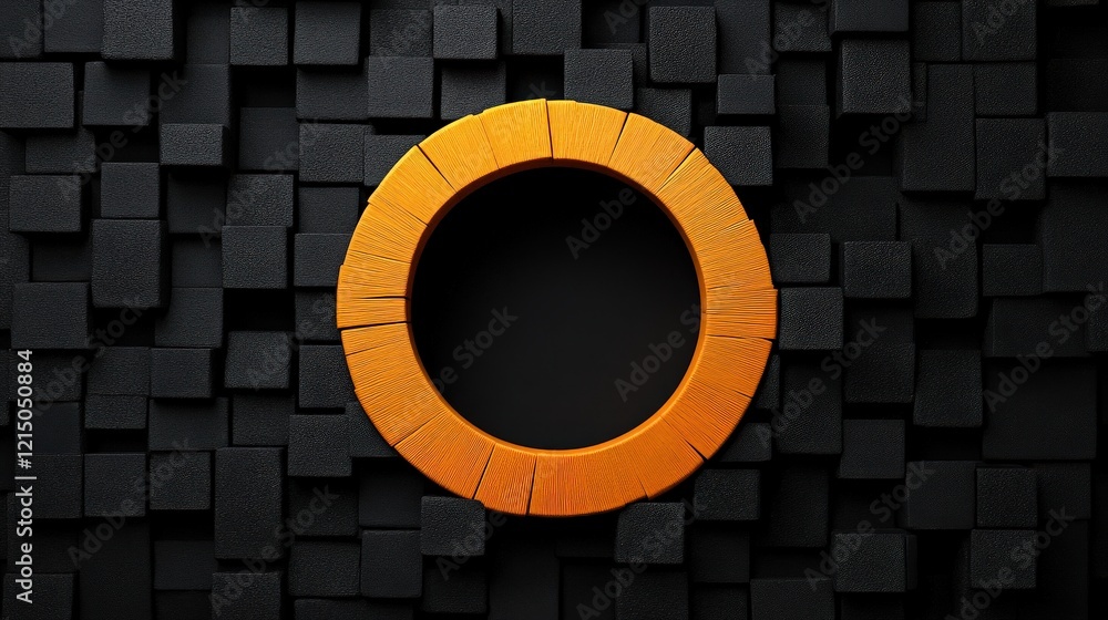 Poster orange circle abstract: a vibrant orange circular frame stands out against a backdrop of dark gray c