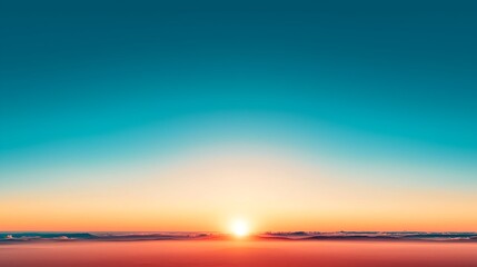 Fototapeta premium Stunning Sunrise Over Horizon with Vibrant Blue and Orange Sky