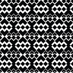 Black and white seamless geometric pattern with arrows and rhombus