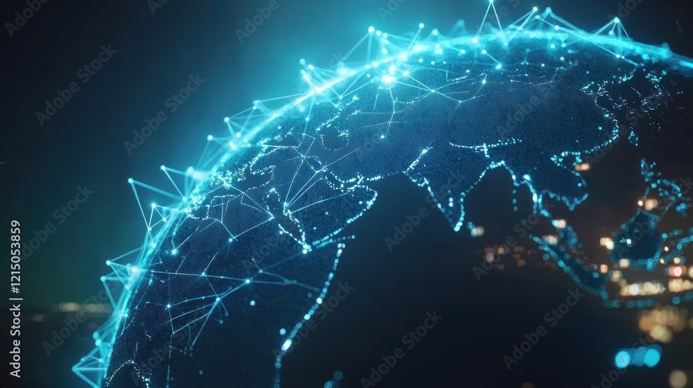 Aufkleber global connectivity: a digital world network of connection points