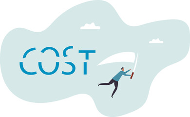 Cost saving idea, cost reduction or decrease expense, financial or accounting optimization,business concept.flat character.