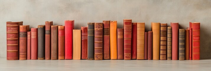 Modern Intellectual Display Rustic Wooden Bookshelves with Vibrant Literature Collection - Premium Educational Content for Libraries and Learning Spaces