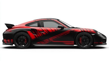 Fototapeta premium Sports car wrap design with black modern stripes. 