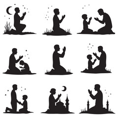 Serene Prayer Silhouettes Moments of Devotion: Prayer Silhouette Bundle Faith in Silhouette: Sitting in Prayer Designs 