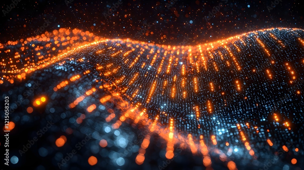 Poster radiant 3d animation of glowing dna strand with flowing binary digits data storage concept