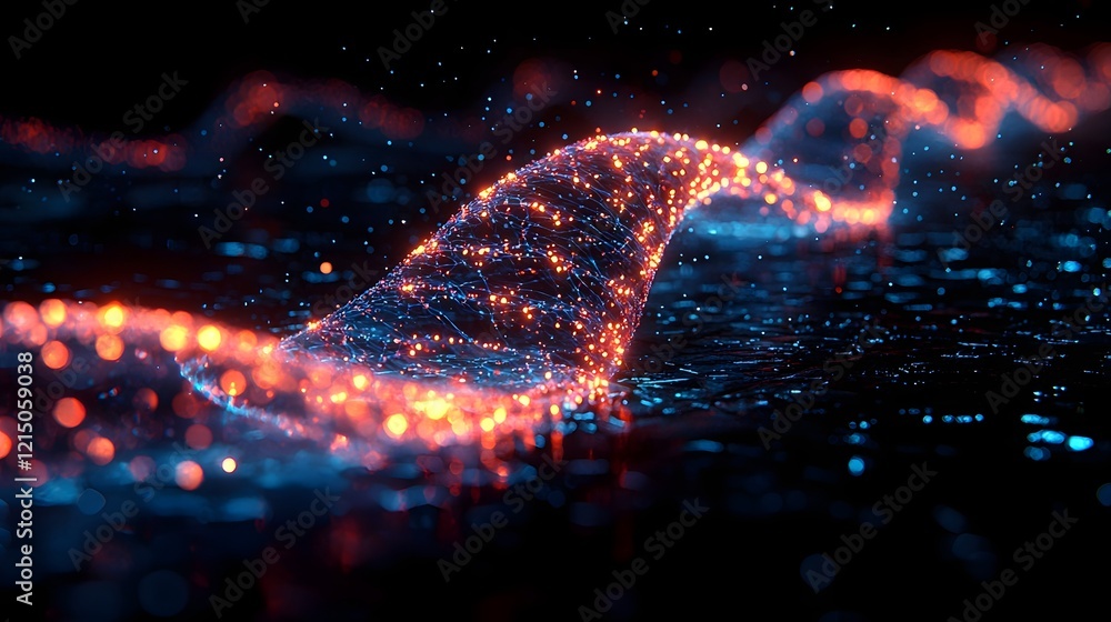 Poster futuristic dna strands forming luminous networks for efficient data storage and communication