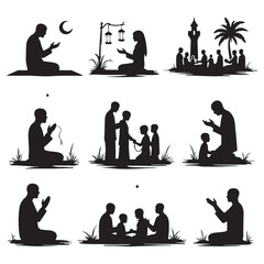 Serene Prayer Silhouettes Moments of Devotion: Prayer Silhouette Bundle Faith in Silhouette: Sitting in Prayer Designs 