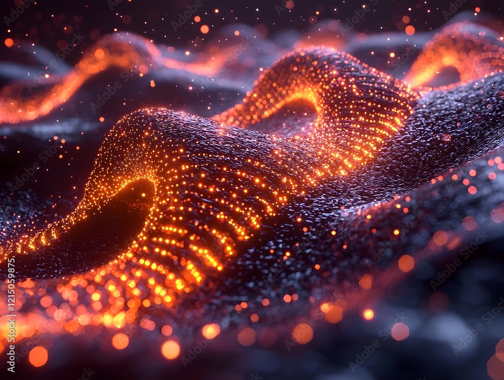 Poster futuristic glowing dna molecules sequenced by advanced systems for high capacity data retrieval and 