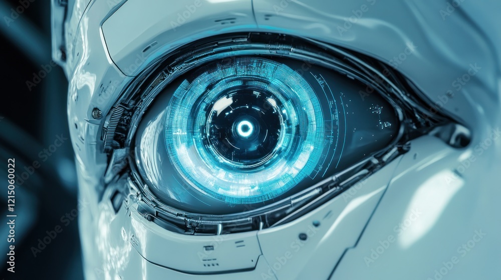 Aufkleber futuristic robot eye with advanced technology and artificial inteligence
