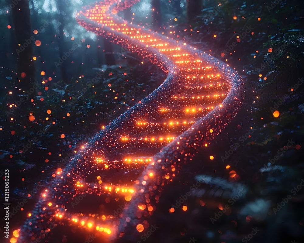 Aufkleber conceptual glowing dna drive with seamless data flow and holographic interfaces