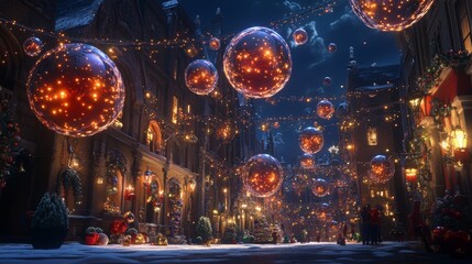 Obraz premium Vibrant orbs float playfully in a festive scene