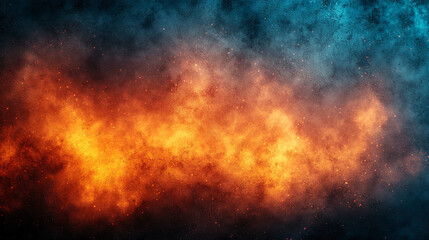 Grunge wall backdrop featuring dark blue orange and teal tones minimalistic modern style with blurred texture bright empty blank caption space symbolizing chaos creativity and individuality

