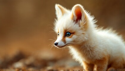 Adorable White Fox Kit in Golden Sunlight Wildlife Photography