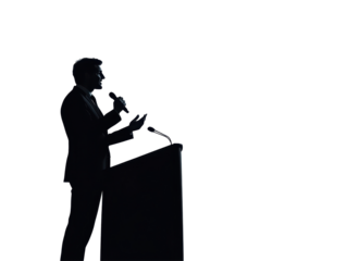 Isolated Speaker Silhouette at Podium