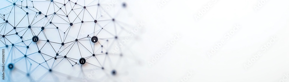 Poster abstract digital network illustration showcasing connections and data flow.