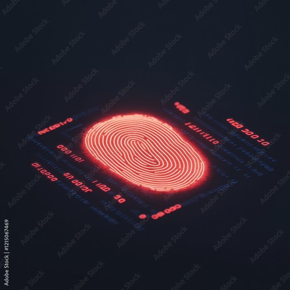 Poster Neon Digital Fingerprint Encrypted Cyber ID with Binary Overlay - Innovative Security Content and Cyber Safety Solutions for Tech-Driven Authentication